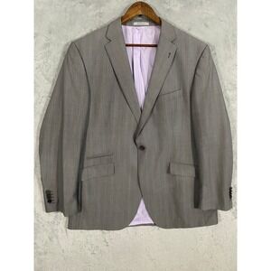 Without Prejudice Blazer Sz 45.5R Grey Marzotto Wool Plaid Sport Coat Modern Fit